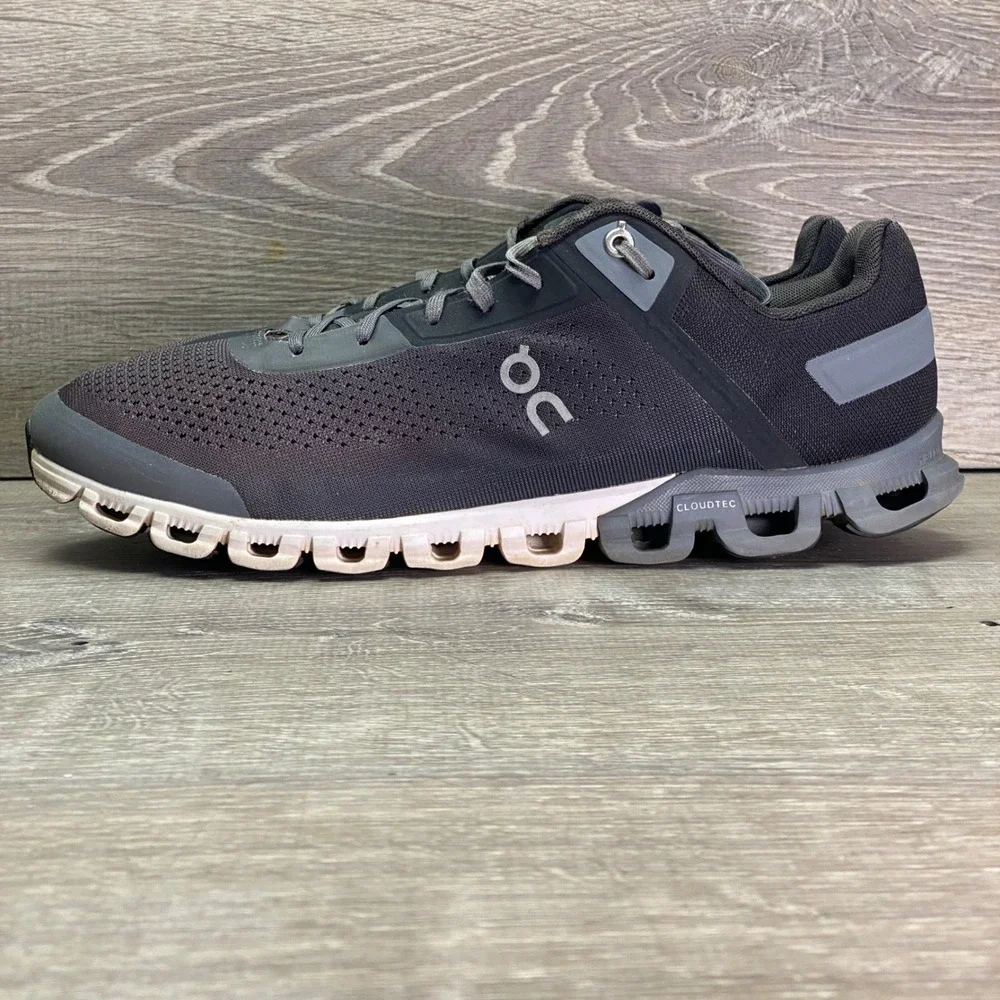 On Running Shoes‎ Cloudflow Men 11.5 Black Asphalt Grey Mesh Athletic Sneakers